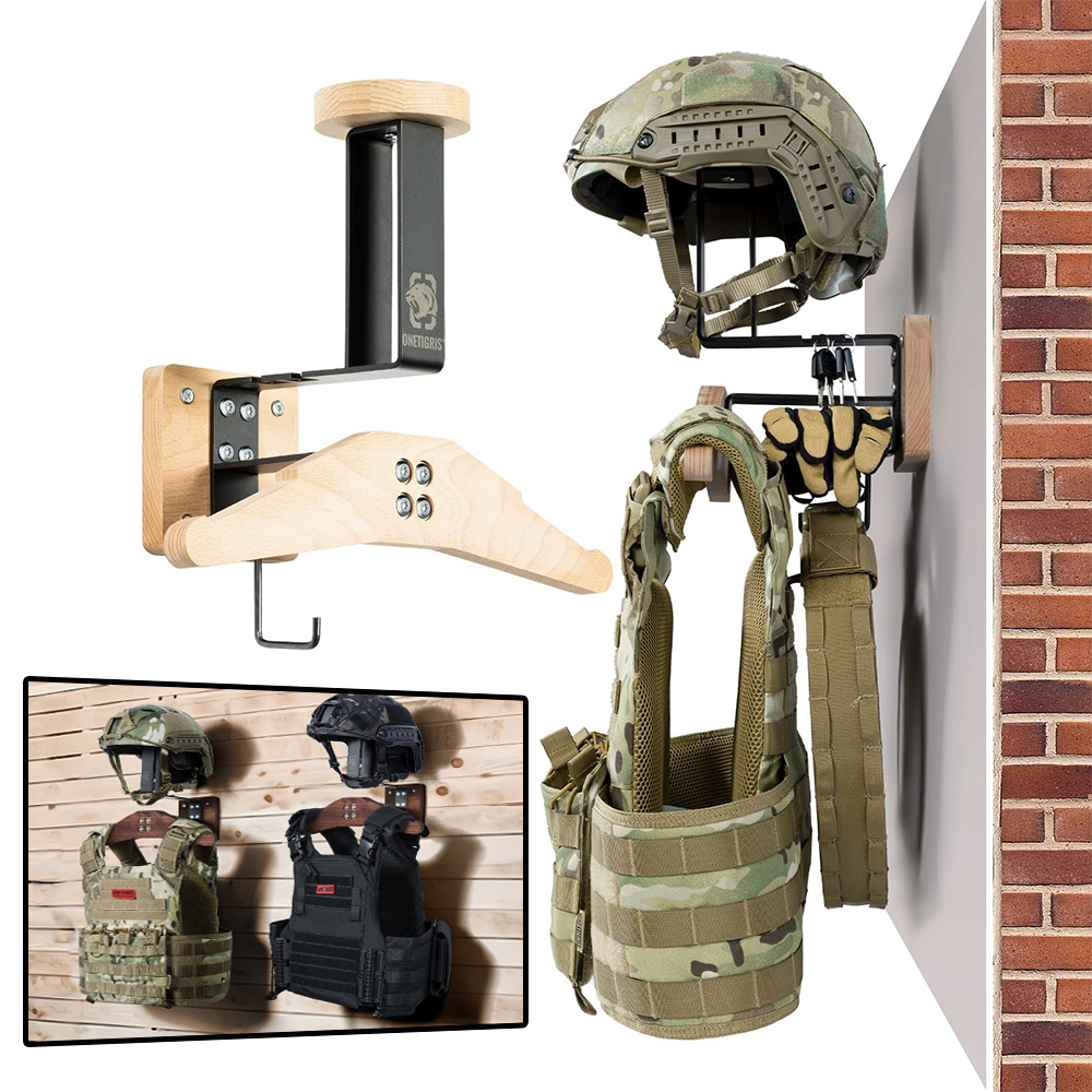 Cycling Gear Organizer Wall - Motorcycle Helmet Holder Wall Mount, Tactical
