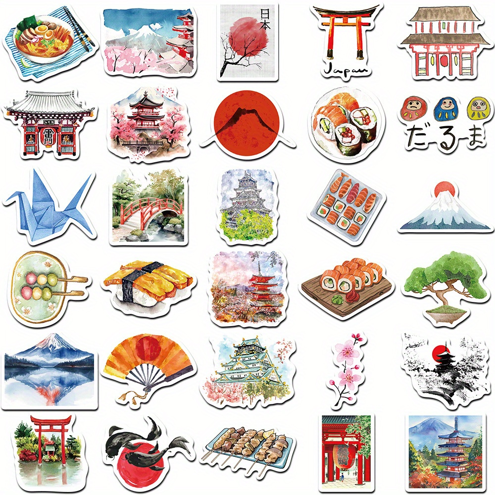 64pcs Watercolor Japan Travel  - Cycling Gear In Japan ulasan dan harga
