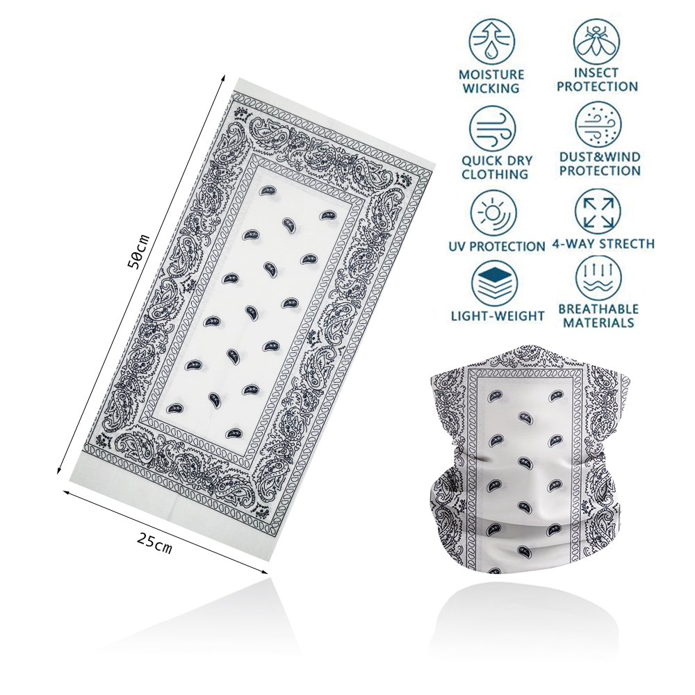 White Paisley Neck Gater Tube  - Cycling Gear For Women ulasan dan harga