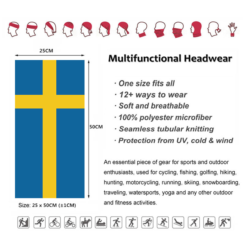 Sweden Flag Printed Bandana He - Cycling Gear For Women ulasan dan harga