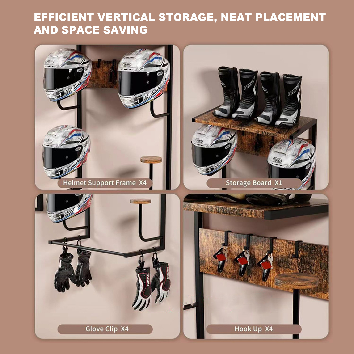 Motorcycle Helmet Holder, Wall - Cycling Gear Organizer Wall ulasan dan harga
