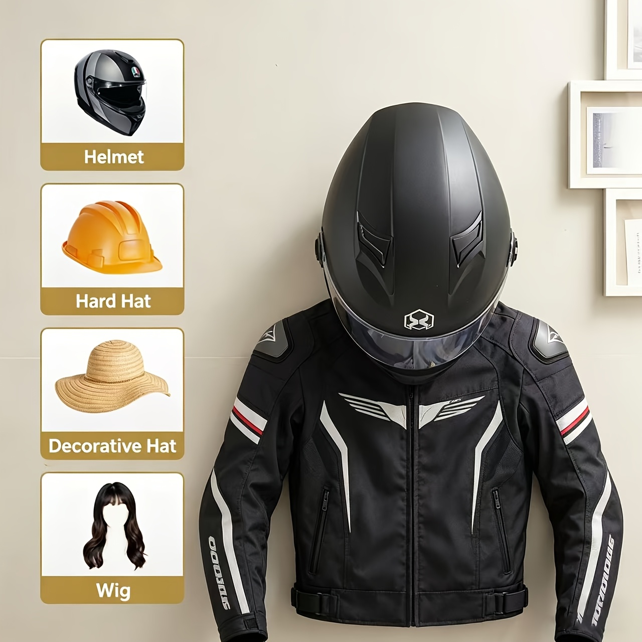 Motorcycle Helmet Holder Solid - Cycling Gear Organizer Wall ulasan dan harga