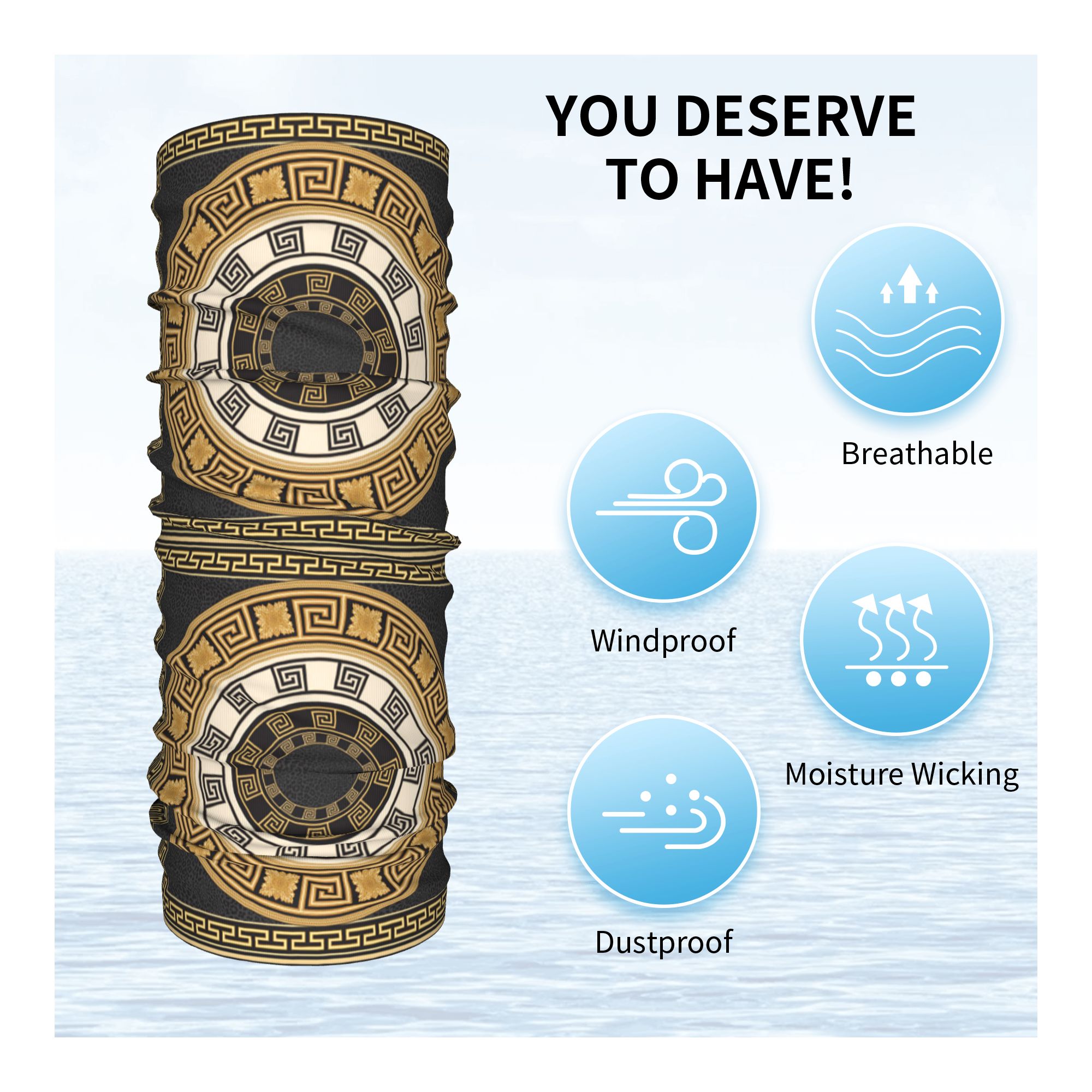 Golden Greek Meander Design Ba - Cycling Headwear ulasan dan harga
